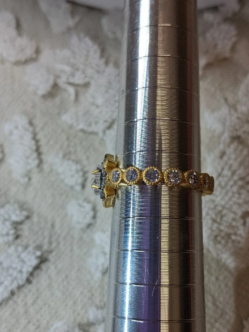 Freida Rothman Sterling Silver, 14kt Matte Gold and Black Rhodium Ring